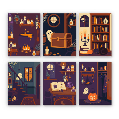 魔女の魔法の部屋 - 数字塗り絵ミニアート