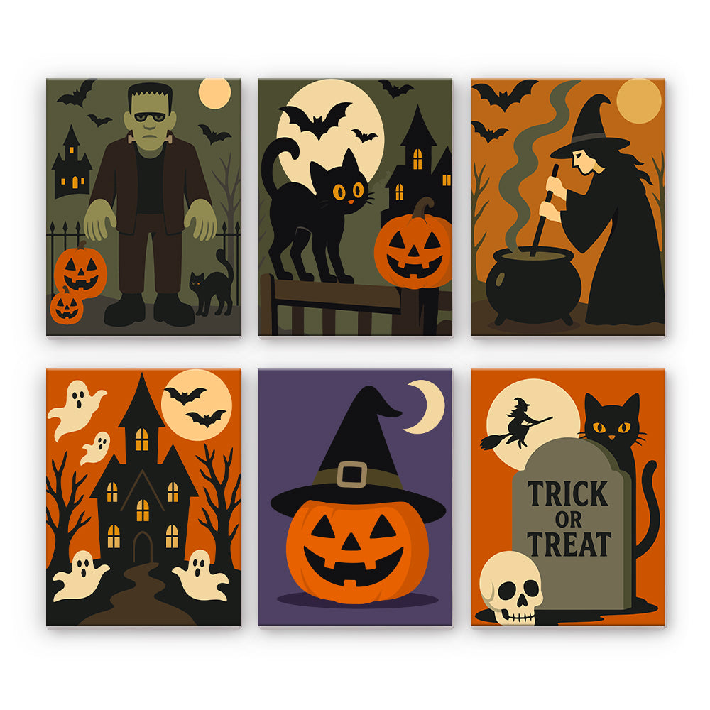古典的なハロウィーンのシーン - 数字塗り絵ミニアート