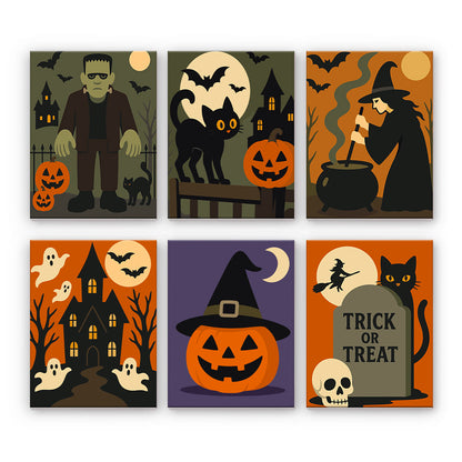古典的なハロウィーンのシーン - 数字塗り絵ミニアート