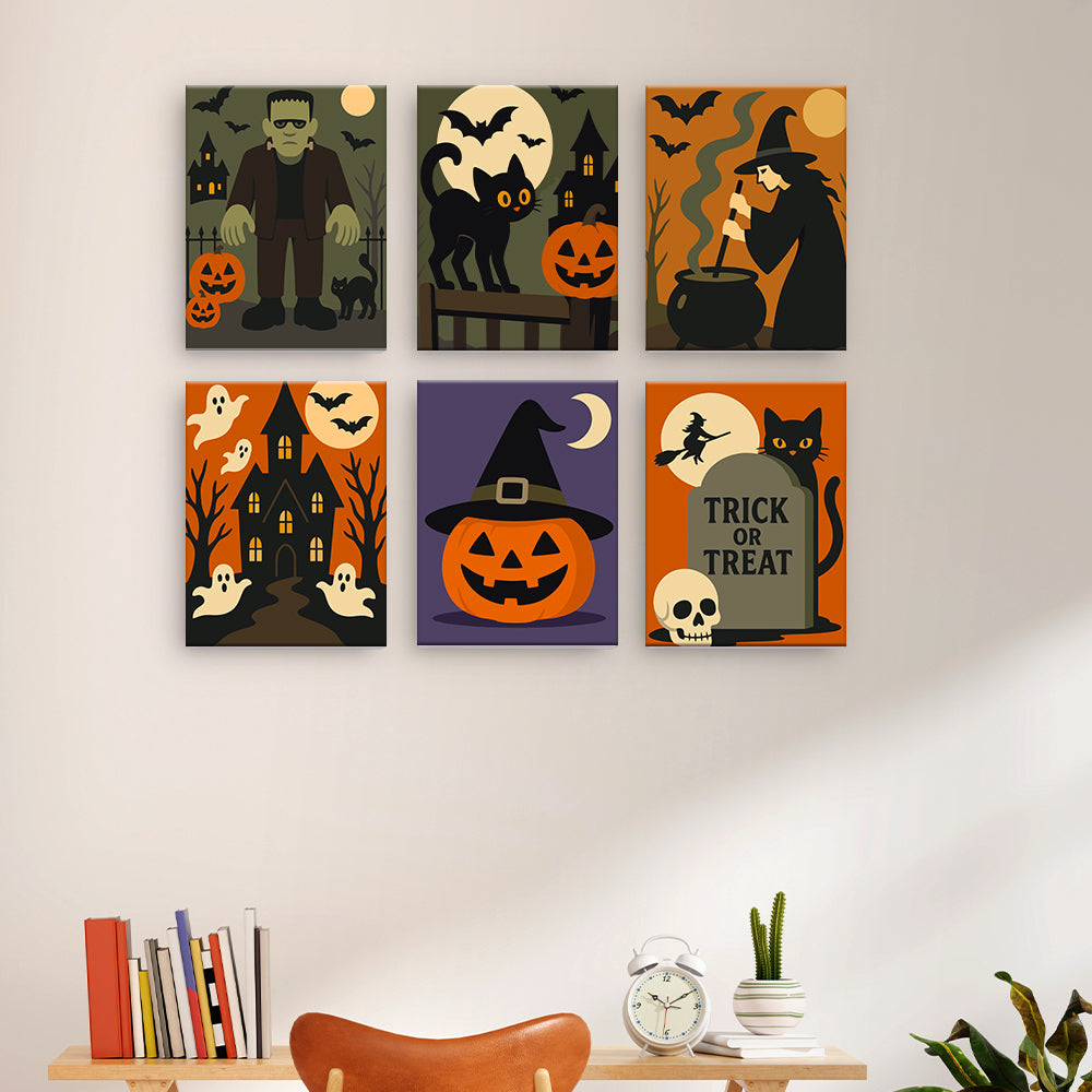 古典的なハロウィーンのシーン - 数字塗り絵ミニアート
