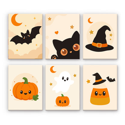 最小限のハロウィーンのアイコン - 数字塗り絵ミニアート