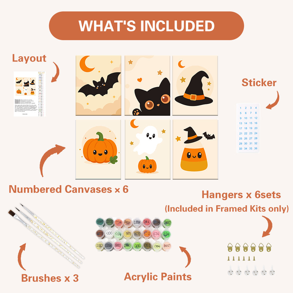 最小限のハロウィーンのアイコン - 数字塗り絵ミニアート