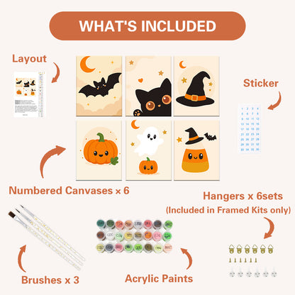 最小限のハロウィーンのアイコン - 数字塗り絵ミニアート