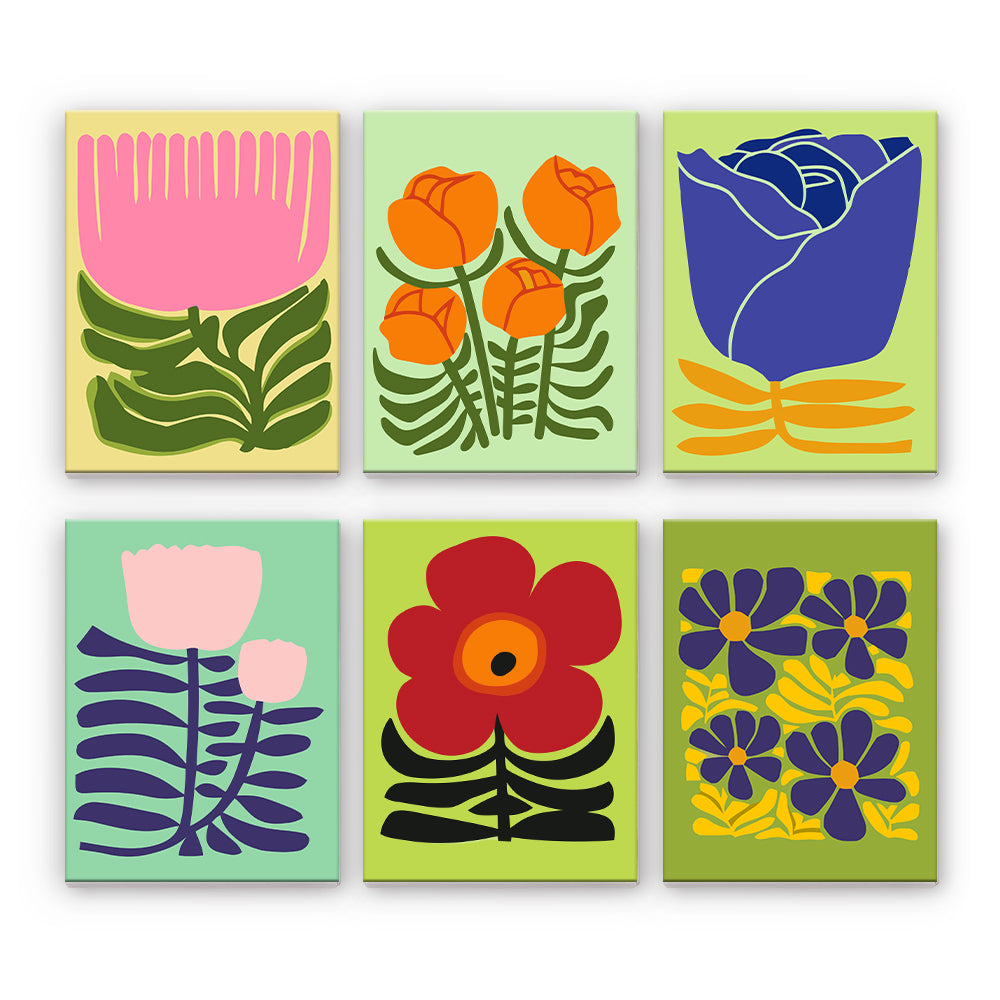 モダンなグラフィックの花 - 数字塗り絵ミニアート