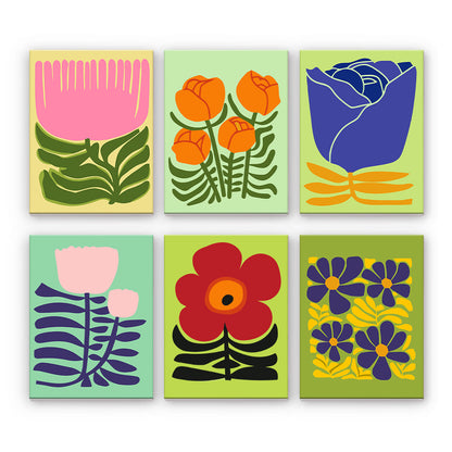 モダンなグラフィックの花 - 数字塗り絵ミニアート