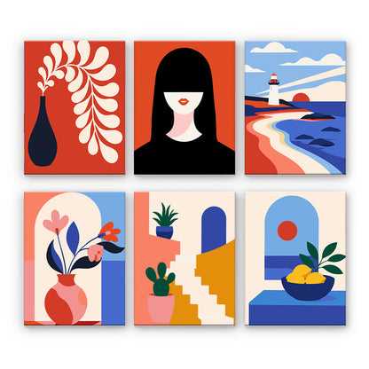 現代の肖像画と静物画 - 数字塗り絵ミニアート