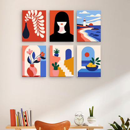 現代の肖像画と静物画 - 数字塗り絵ミニアート