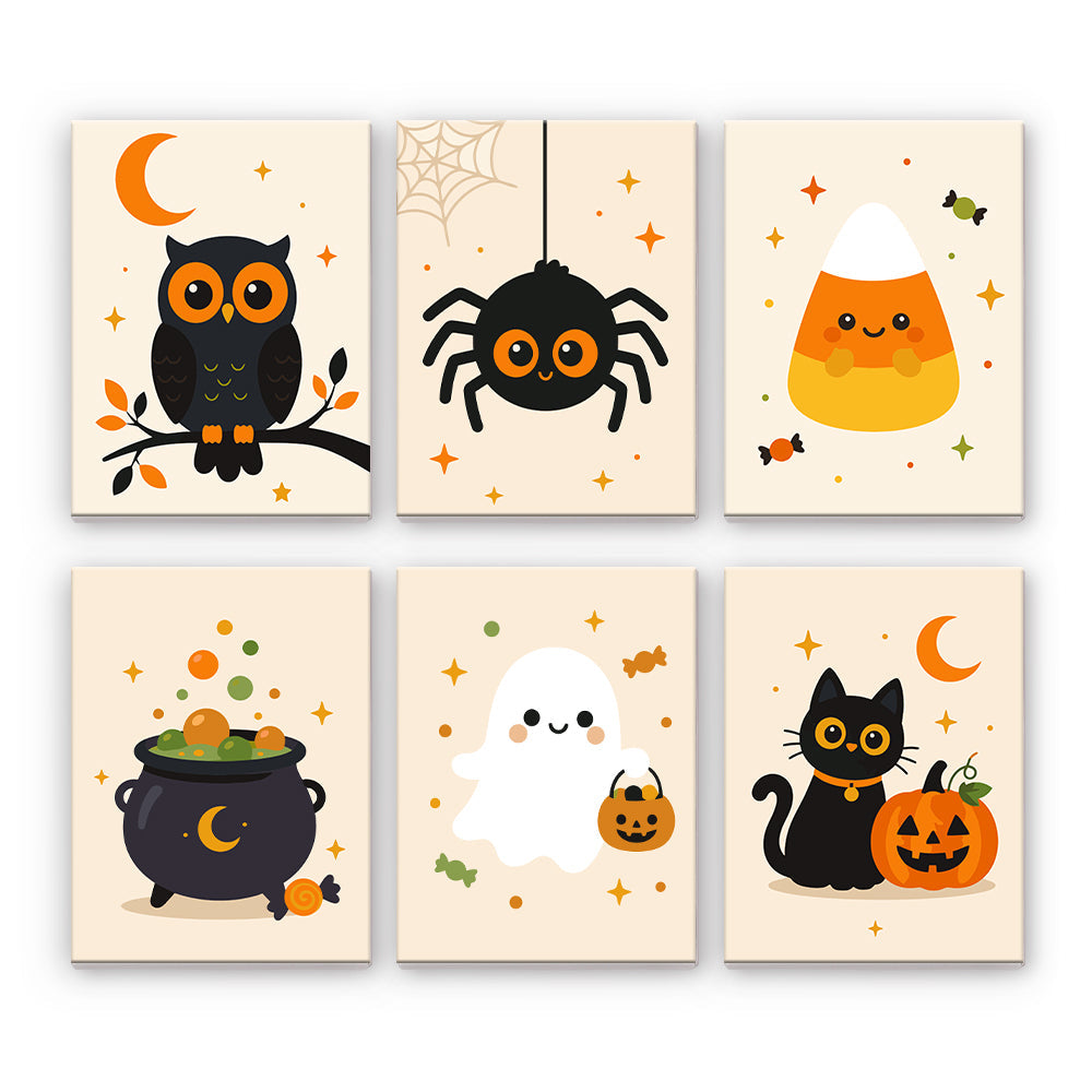 かわいいハロウィーンのアイコン - 数字塗り絵ミニアート
