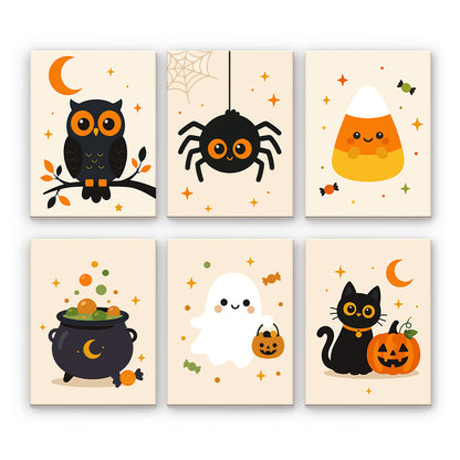 かわいいハロウィーンのアイコン - 数字塗り絵ミニアート