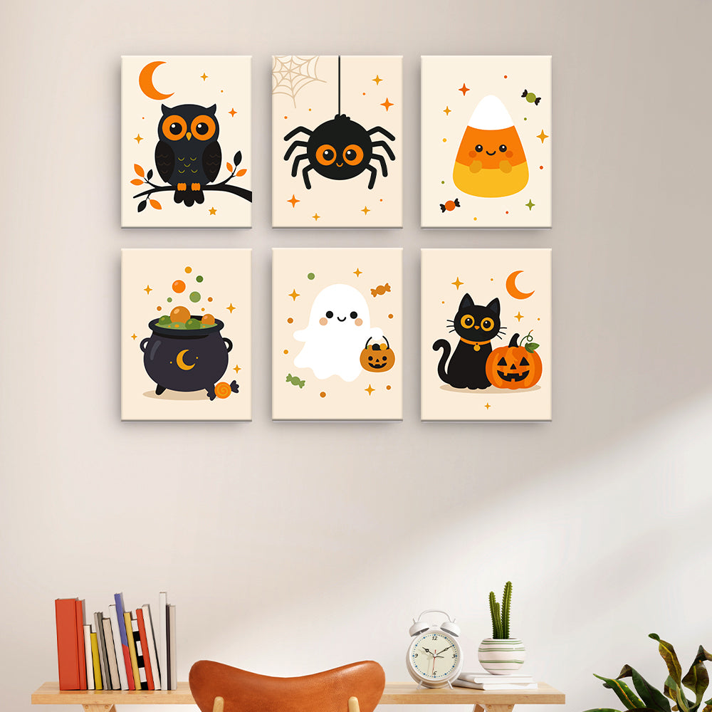 かわいいハロウィーンのアイコン - 数字塗り絵ミニアート
