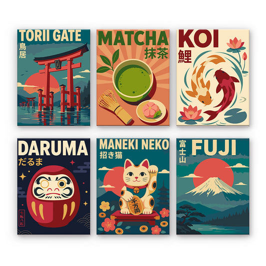 日本のシンボルポスター - 数字塗り絵ミニアート