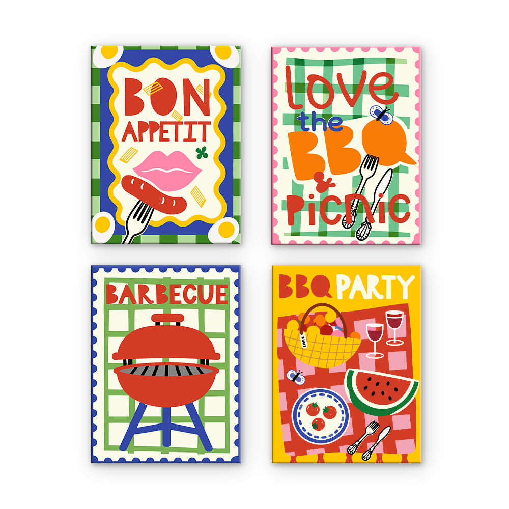 夏のピクニックとバーベキュー - 数字塗り絵ミニアート