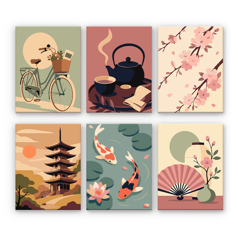 穏やかな日本の風景 - 数字塗り絵ミニアート