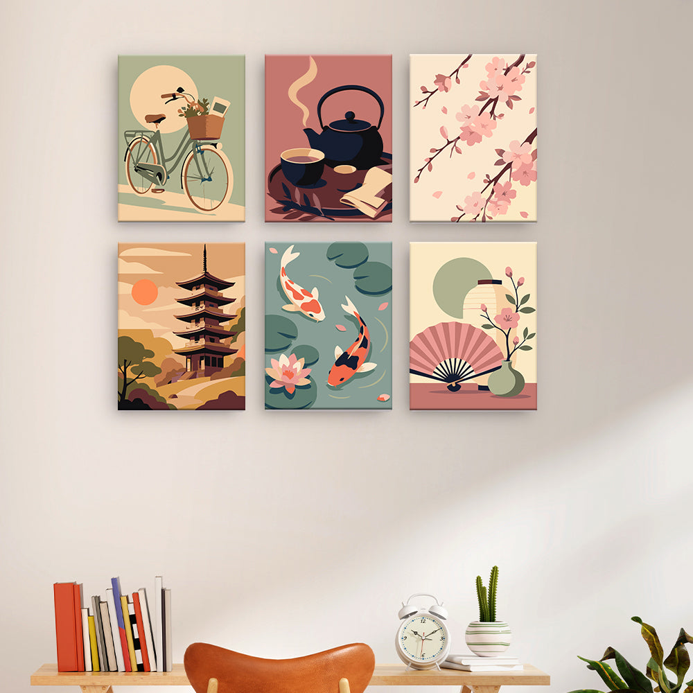 穏やかな日本の風景 - 数字塗り絵ミニアート