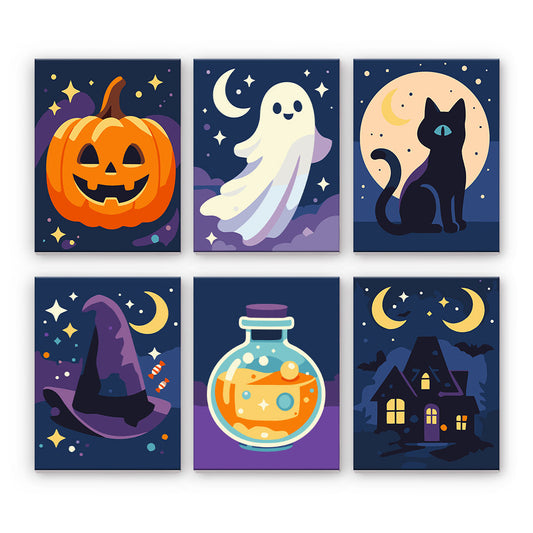 かわいいハロウィーンの魔法 - 数字塗り絵ミニアート
