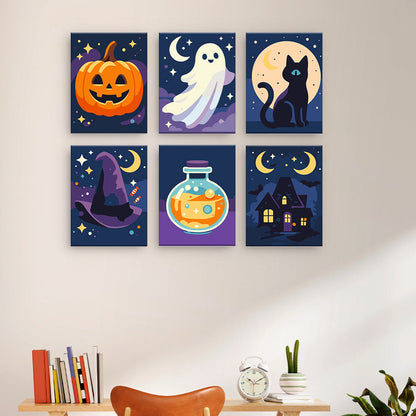 かわいいハロウィーンの魔法 - 数字塗り絵ミニアート