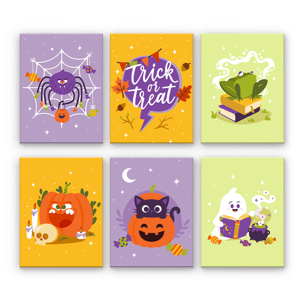 パステルのハロウィンキャラクター - 数字塗り絵ミニアート