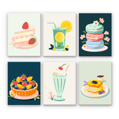 パステルカラーのデザートとドリンク - 数字塗り絵ミニアート