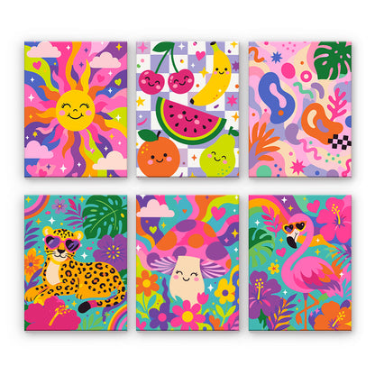 鮮やかなトロピカルコラージュ - 数字塗り絵ミニアート