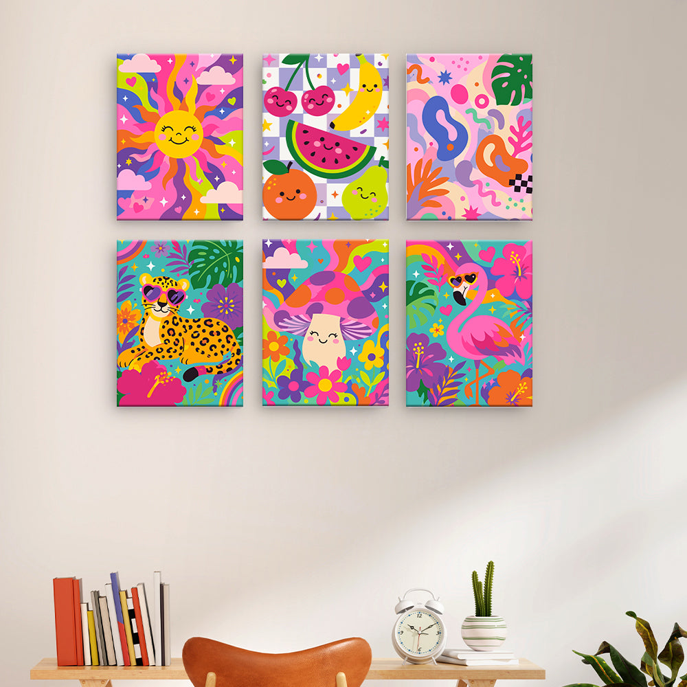 鮮やかなトロピカルコラージュ - 数字塗り絵ミニアート