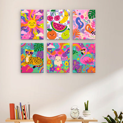 鮮やかなトロピカルコラージュ - 数字塗り絵ミニアート
