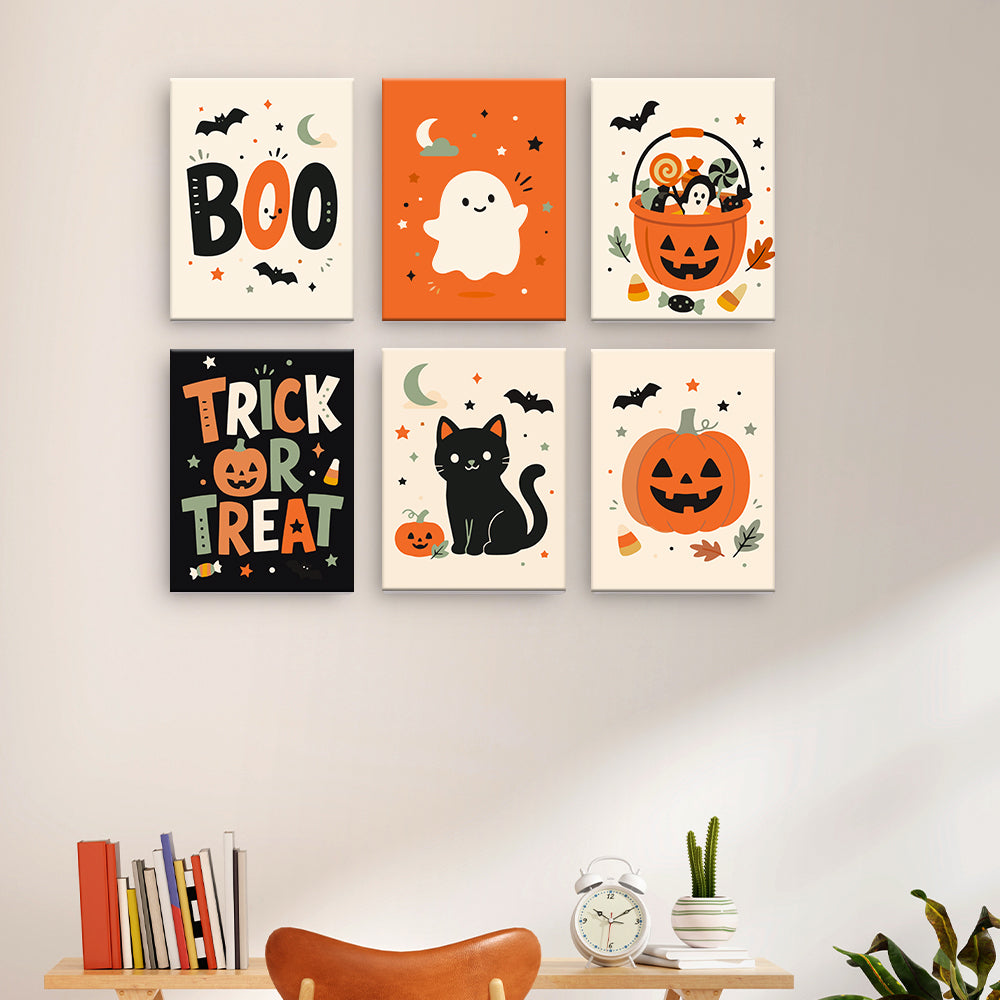 最小限のハロウィーンのグラフィック - 数字塗り絵ミニアート
