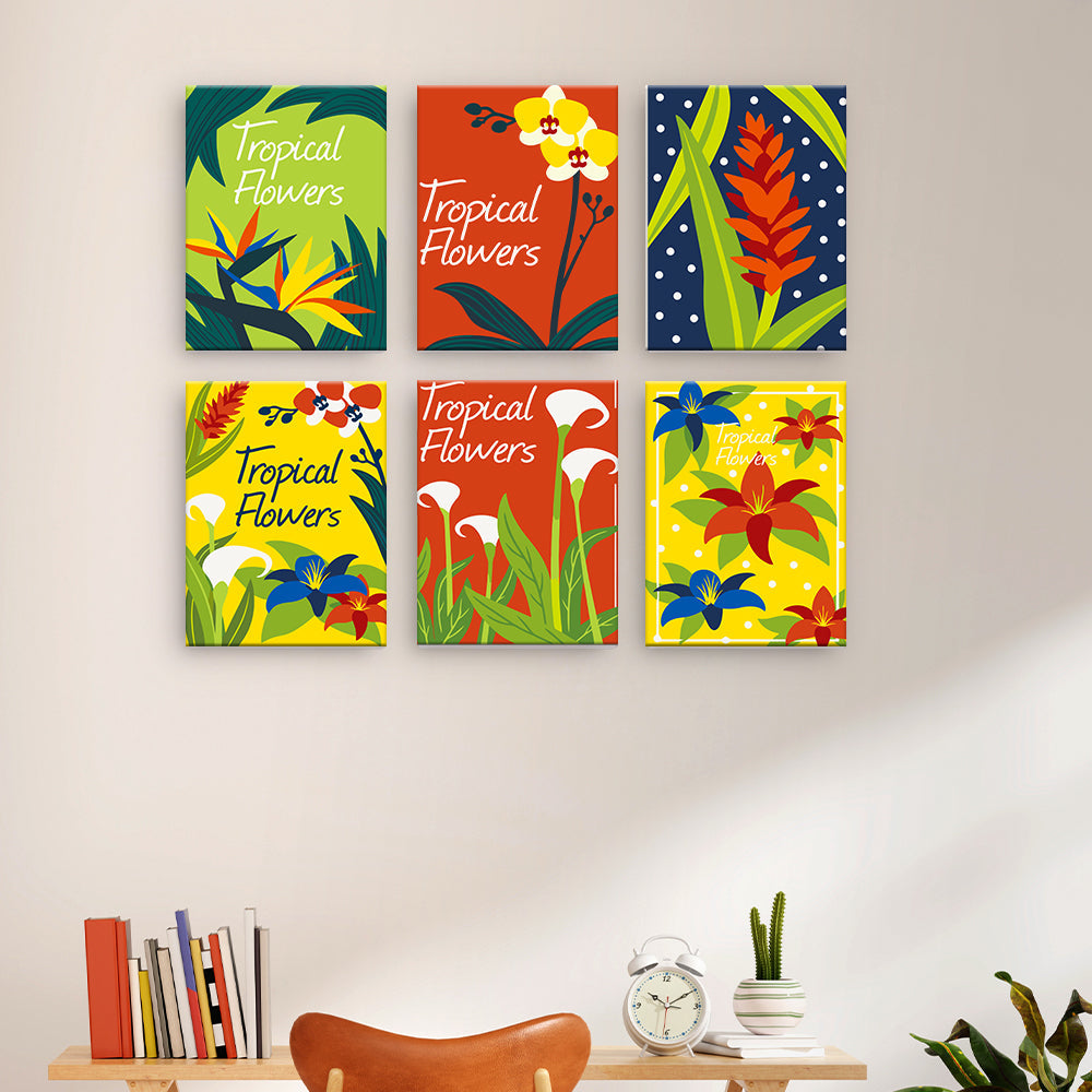 熱帯の花のポスター - 数字塗り絵ミニアート