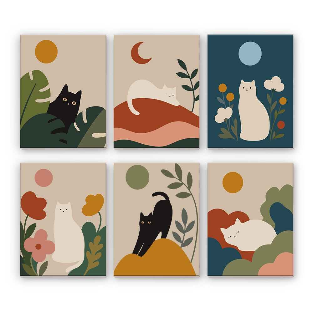 最小限の猫の風景 - 数字塗り絵ミニアート