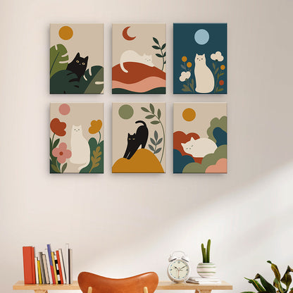 最小限の猫の風景 - 数字塗り絵ミニアート