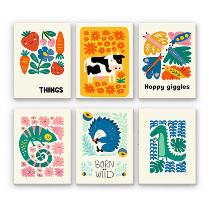 遊び心のある家畜と花 - 数字塗り絵ミニアート