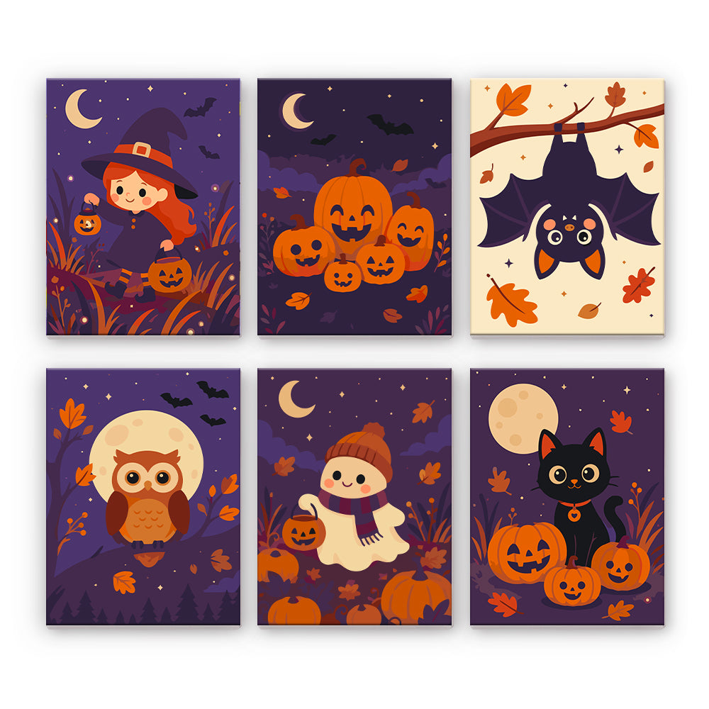 かわいい秋のハロウィン - 数字塗り絵ミニアート