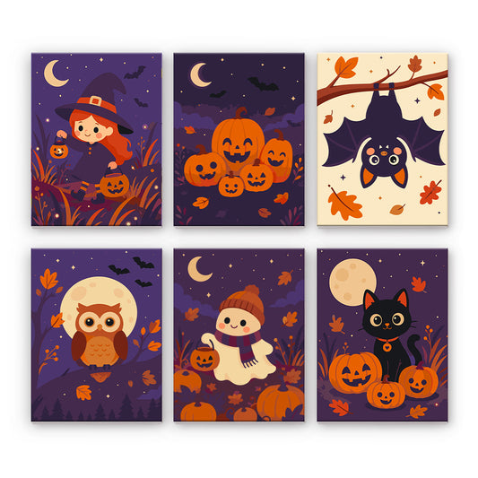 かわいい秋のハロウィン - 数字塗り絵ミニアート