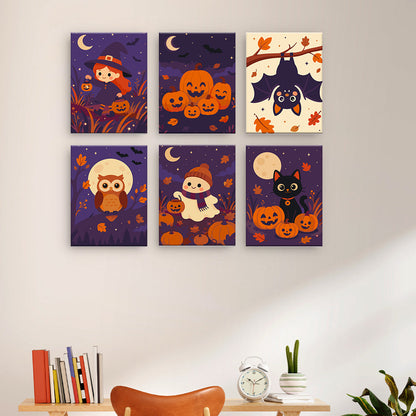 かわいい秋のハロウィン - 数字塗り絵ミニアート