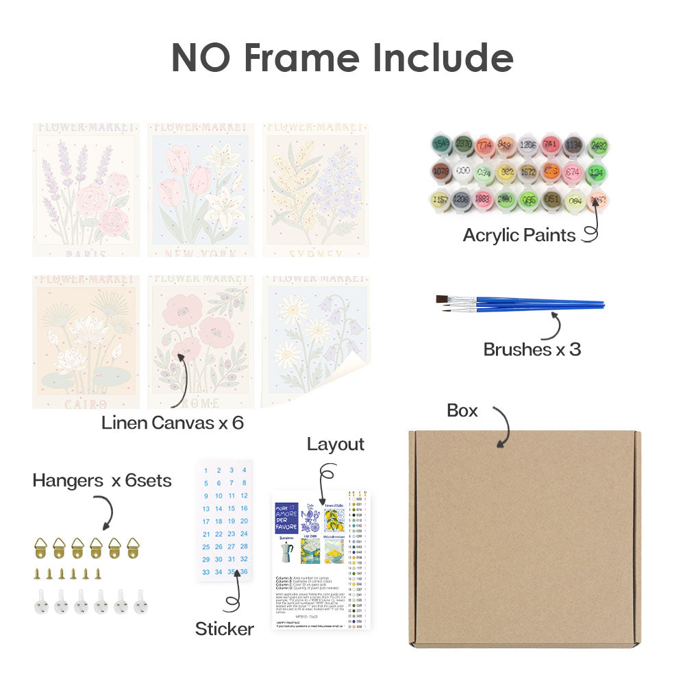 世界の花市場 - 数字塗り絵ミニアート