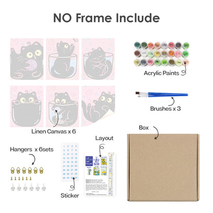 ピンクの黒猫 - 数字塗り絵ミニアート