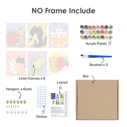 子猫とフルーツ - 数字塗り絵ミニアート