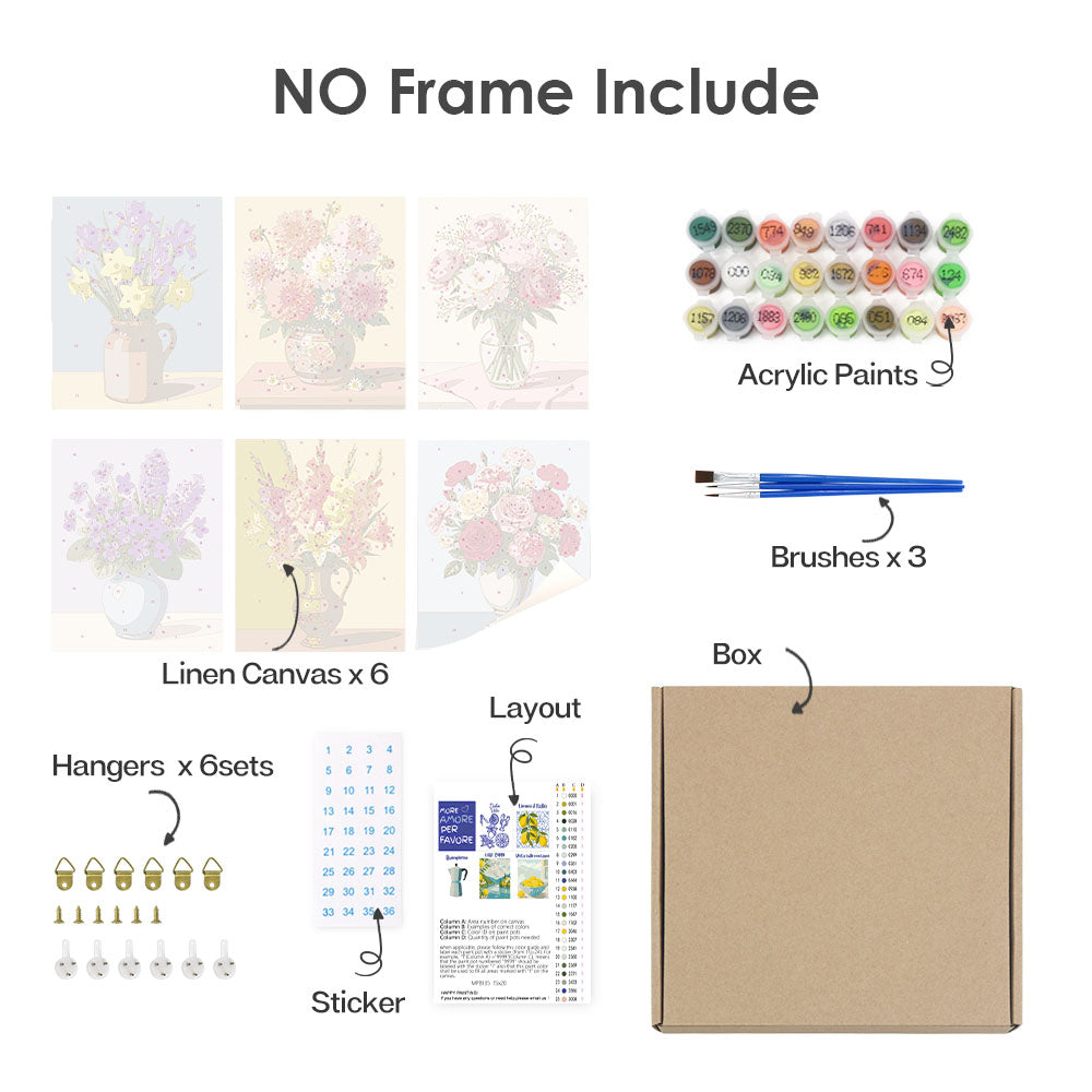 花瓶の花 - 数字塗り絵ミニアート