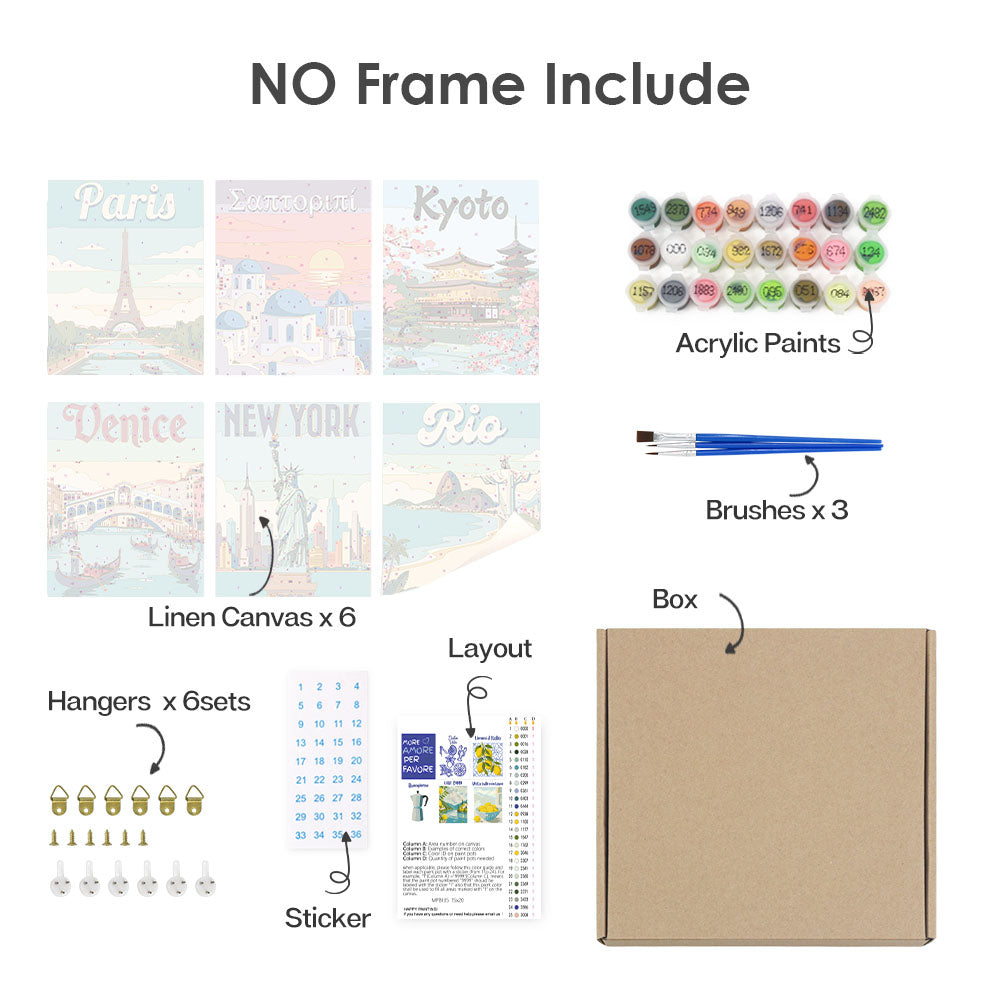 有名な建物 - 数字塗り絵ミニアート