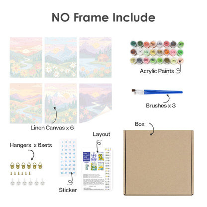 山と花 - 数字塗り絵ミニアート