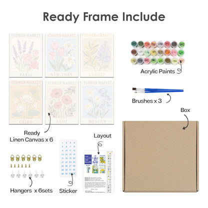 世界の花市場 - 数字塗り絵ミニアート